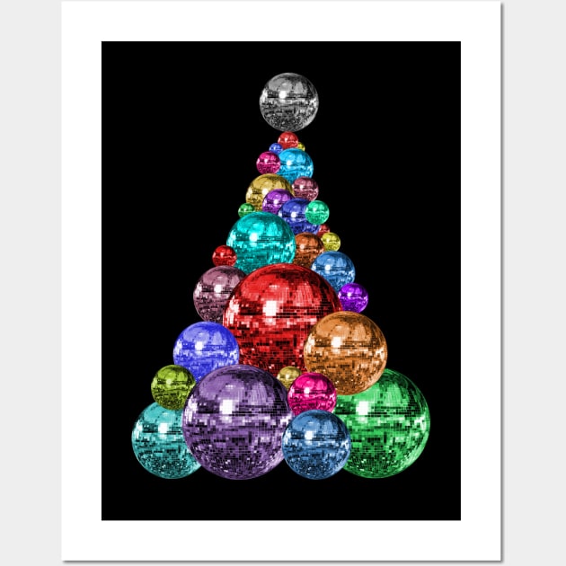 1970s Multicolor Disco Ball Christmas Tree Wall Art by Art by Deborah Camp